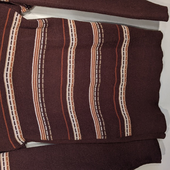 Vintage 70's brown knit collared pullover shirt - Picture 4 of 8